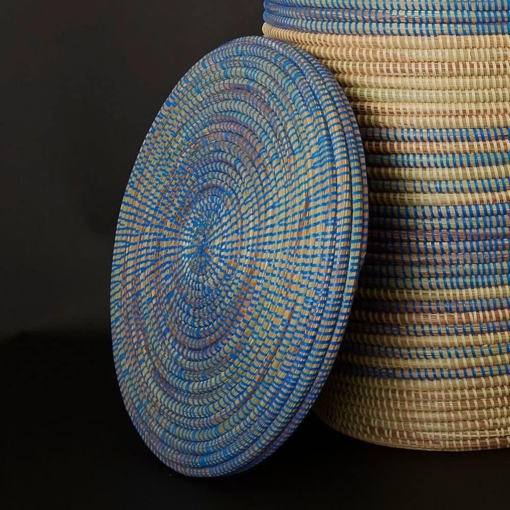 Senegalo Medium Storage Basket Blue Stripe