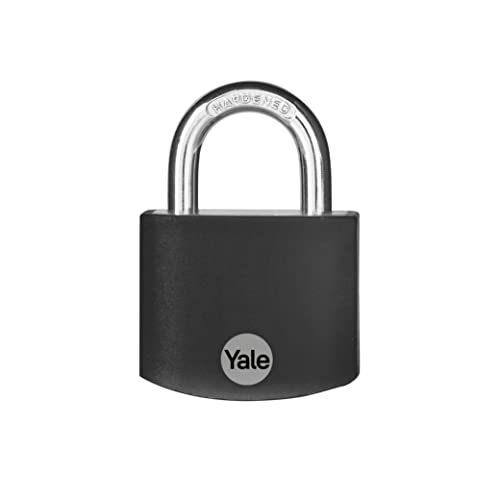 Yale Covered Aluminum Padlock with 3 keyed Alike Keys for Indoor and Outdoors use, Gym Locker, and Toolbox (Black)