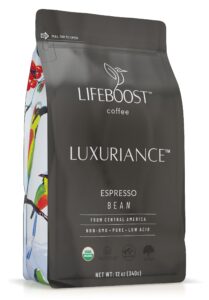 lifeboost coffee organic espresso beans whole - low acid single origin organic coffee - non-gmo espresso coffee - third party tested for mycotoxins & pesticides - whole bean - 12 ounces