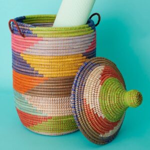 handwoven storage basket rainbow colors (16" small)