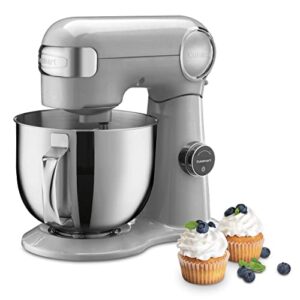 cuisinart smd-50bc precision pro 5.5-quart digital stand mixer with 12-speeds, 3 preprogrammed food prep settings, mixing bowl, whisk, flat mixing paddle, dough hook, and splash guard, silver lining
