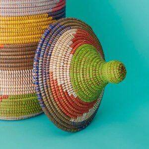 Handwoven Storage Basket Rainbow Colors (19" Medium)