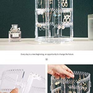 Cq acrylic 360 Rotating Earring Holder Organizer Clear Jewelry Displays Dangle Earinging Rack Necklace Bracelet Carousel Tree Towers,4 Tier Hanging Earring Display Stands For Selling,Pack of 1