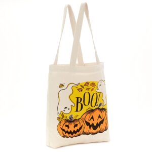 hallmark 13" large halloween tote bag (pumpkins and ghosts, boo!) reusable canvas bag for trick or treating, grocery shopping and more
