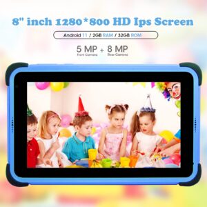 weelikeit Kids Tablet 8inch, Android 11 ChildrenTablet with AX WiFi6, 2GB RAM 32GB ROM, 1280 * 800 HD Display,4500 mAh,Parental Control Tablet with Installed Kids APP,with Stylus(Pink)