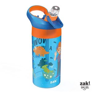 Zak Designs Blippi Kids Water Bottle with Spout Cover and Built-in Carrying Loop, Made of Durable Plastic, Leak-Proof Water Bottle Design for Travel (17.5 oz, Pack of 2)