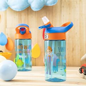 Zak Designs Blippi Kids Water Bottle with Spout Cover and Built-in Carrying Loop, Made of Durable Plastic, Leak-Proof Water Bottle Design for Travel (17.5 oz, Pack of 2)