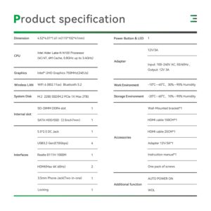 Micro Computer OS Pro Intel 11th Generation Processors N100 Mini PC 16G DDR4 500G M.2 SSD 2280 TRIGKEY Green G4 Mini Desktop, Support WOS Micro PC/Dual HDMI 4K@60Hz Output/WiFi 6/BT 5.2/Mini PC