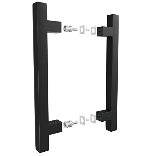 8" Back to Back Ladder Shape Pull Shower Door Handle Compatible with 1/4" to 1/2" Thickness Glass Door for Frameless Shower Doors, Matte Black with 304 Stainless Steel