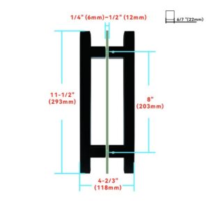 8" Back to Back Ladder Shape Pull Shower Door Handle Compatible with 1/4" to 1/2" Thickness Glass Door for Frameless Shower Doors, Matte Black with 304 Stainless Steel