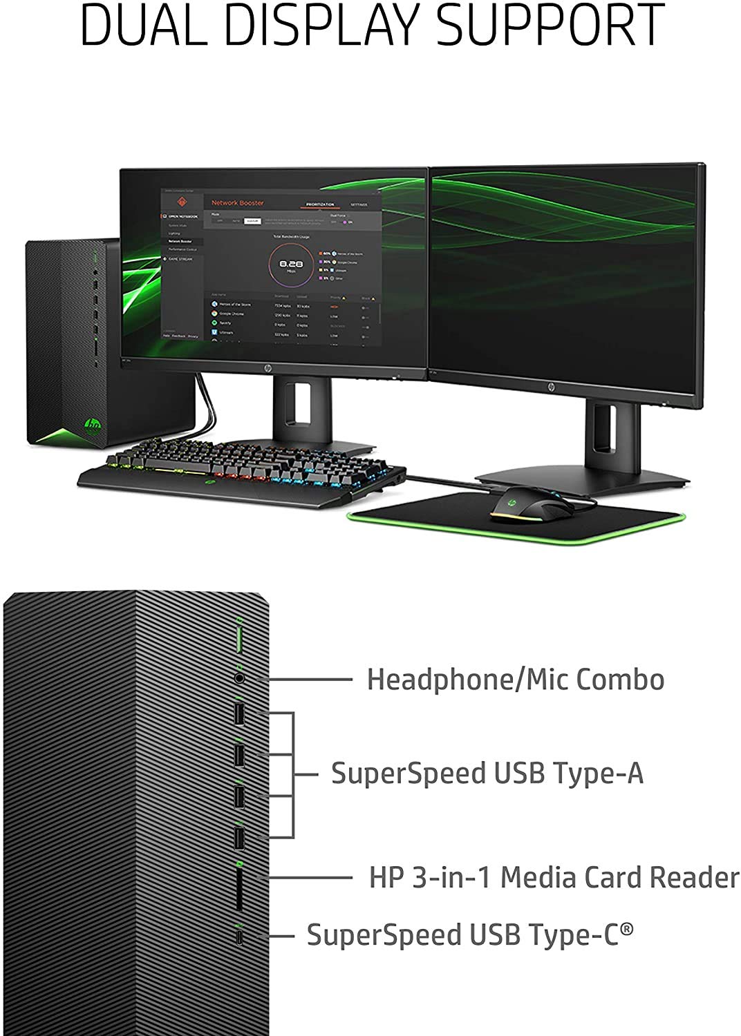 2022 HP TG01 Pavilion Gaming Desktop AMD Ryzen 5 5600G(Beat i5-10400) 32GB DDR4 1TB PCIe SSD NVIDIA GeForce GTX 1050 GDDR5 2GB HDMI DP DVI-D USB-C WiFi AC BT RJ-45 Windows 10 Pro w/RE USB Drive