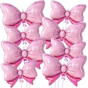 katchon, big pink bow balloons - 35 inch, 8 pieces | bow balloon, baby shower decorations for girl | bow balloons for girls gender reveal decorations | bow foil balloons, mouse birthday party supplies
