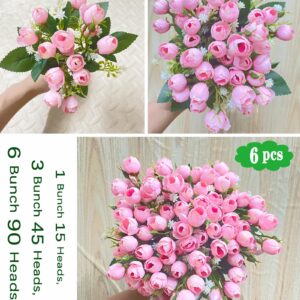 Rose Artificial Flower, RIFNY 3 Bunch 45 Heads White Mini Artificial Roses Bouquet Long 12.6'' with Stem for DIY Home Decorations Bedroom, Living Room,Balcony, Tables Vase and Wedding Party Decoration