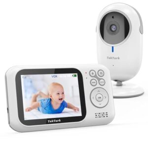 taktark baby monitors, bm611 3.2" baby monitor with camera and audio, 2 way audio, night vision, digital zoom, vox mode, indoor room temperature, range up to 850ft
