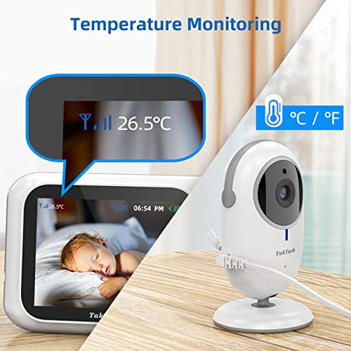 TakTark Baby Monitors, BM611 3.2" Baby Monitor with Camera and Audio, 2 Way Audio, Night Vision, Digital Zoom, VOX Mode, Indoor Room Temperature, Range up to 850ft