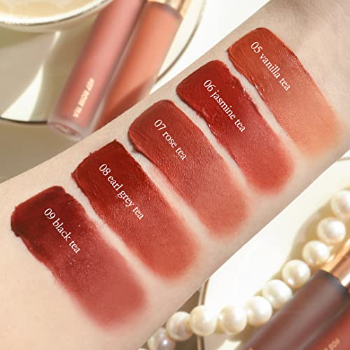 rom&nd Milk Tea Velvet Tint 09 BLACK TEA, MLBB, Matte Finish, Liquid Lip Tint, Long Lasting, Creamy, Non-Drying, Smudge-Proof, Richly Pigmented, Smooth Texture