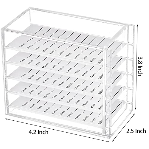 Nicunom 2 Pack 5 Layers Clear False Eyelash Organizer Case, Acrylic Eyelash Storage Box Eyelashes Holder Case False Lashes Display Container Makeup Storage for Grafting Eyelash Extension