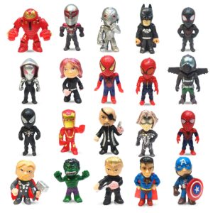 yingcheng superhero mini action figures sets of 20 pcs for kids，titan hero series small super hero toys statues birthday for boys party gifts,cake topper (20pcs)
