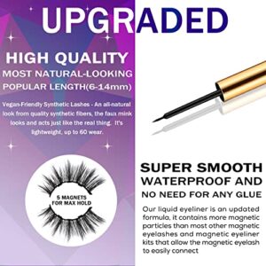 DUOERLA Magnetic Eyelashes Natural Look- 10 Pairs Full Volume Magnetic Lashes with Eyeliner Kit -4 Tubes of Liner - Upgraded Long Lasting, Waterproof, Easy,Reusable Fake Eyelashes with Applicator