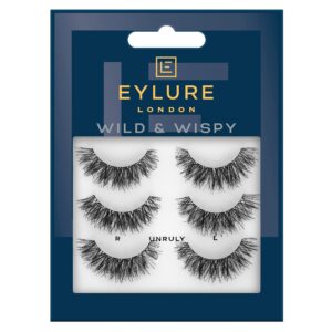 eylure false lashes, wild & wispy unruly, 3 pair