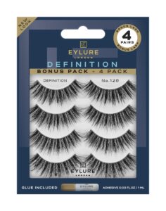 eylure false lashes, definition no. 126 with adhesive included, 4 pairs