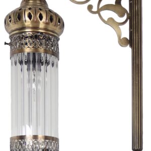 DEMMEX Turkish Moroccan Ottoman Era Style Antique Vintage Standing Floor Lamp, Antique Brass Metal Body, Shatterproof Pyrex Glass, 5.5 ft -165cm