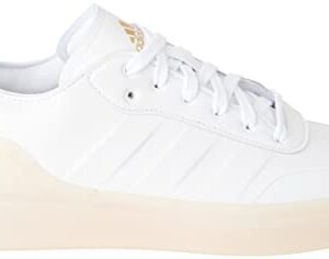 adidas Women's Court Revival Sneaker, White/White/Gold Metallic, 7.5