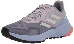 adidas men's terrex soulstride trail running shoe, silver violet/crystal white/coral fusion, 8