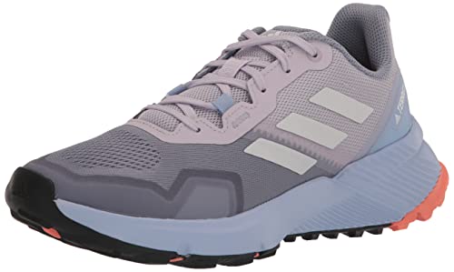 adidas Men's Terrex Soulstride Trail Running Shoe, Silver Violet/Crystal White/Coral Fusion, 8