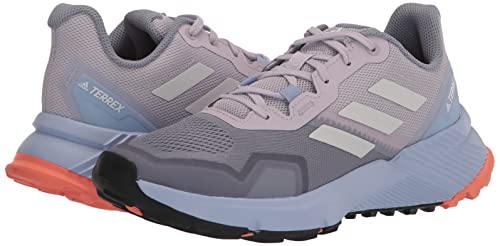 adidas Men's Terrex Soulstride Trail Running Shoe, Silver Violet/Crystal White/Coral Fusion, 8