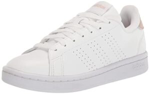 adidas women's advantage sneaker, white/white/wonder taupe, 8.5