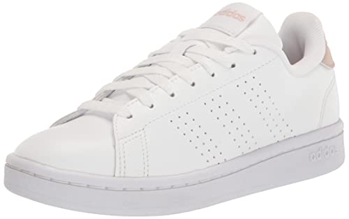 adidas Women's Advantage Sneaker, White/White/Wonder Taupe, 8.5