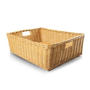 The Basket Lady Under The Bed/Basic Wicker Storage Basket, Extra Large, 25 in L x 19.5 in W x 8 in H, Sandstone