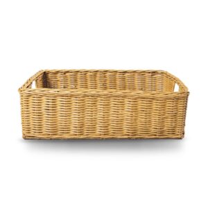 The Basket Lady Under The Bed/Basic Wicker Storage Basket, Extra Large, 25 in L x 19.5 in W x 8 in H, Sandstone