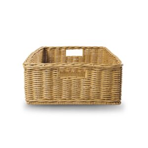 The Basket Lady Under The Bed/Basic Wicker Storage Basket, Extra Large, 25 in L x 19.5 in W x 8 in H, Sandstone