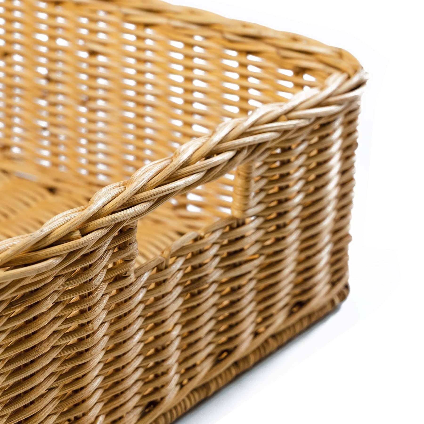 The Basket Lady Under The Bed/Basic Wicker Storage Basket, Extra Large, 25 in L x 19.5 in W x 8 in H, Sandstone