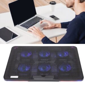 Laptop Cooling Pad 12" 17.3" Laptop Cooler Cooling Pad with 6 Quiet Led Fans, Dual USB Ports, Portable Ultra Slim USB Powered 7 Heights Adjustable Laptop Stand for Gaming Laptop