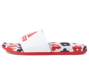 adidas women's adilette comfort slides sandal, white/white/better scarlet, 7