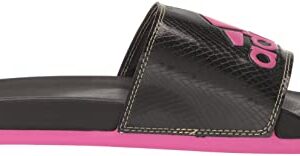 adidas Women's Adilette Comfort Slides Sandal, Black/Lucid Fuchsia/Gold Metallic, 7