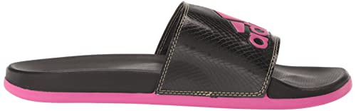 adidas Women's Adilette Comfort Slides Sandal, Black/Lucid Fuchsia/Gold Metallic, 7