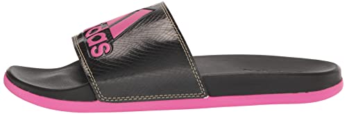 adidas Women's Adilette Comfort Slides Sandal, Black/Lucid Fuchsia/Gold Metallic, 7