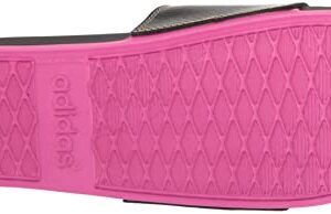 adidas Women's Adilette Comfort Slides Sandal, Black/Lucid Fuchsia/Gold Metallic, 7