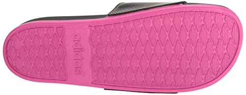 adidas Women's Adilette Comfort Slides Sandal, Black/Lucid Fuchsia/Gold Metallic, 7