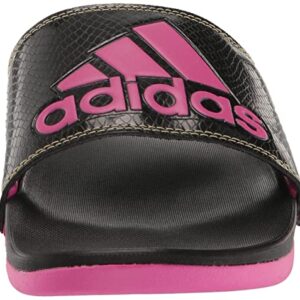 adidas Women's Adilette Comfort Slides Sandal, Black/Lucid Fuchsia/Gold Metallic, 7