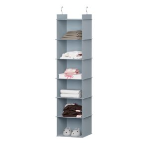 youdenova hanging closet organizer, 6-shelf closet hanging shelves, grey