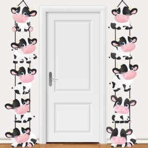 HANPLK Cow Print Birthday Party Decorations, Farm Animal Cow Print Birthday Party Supplies for Indoor Home, Outdoor Banner Porch Sign