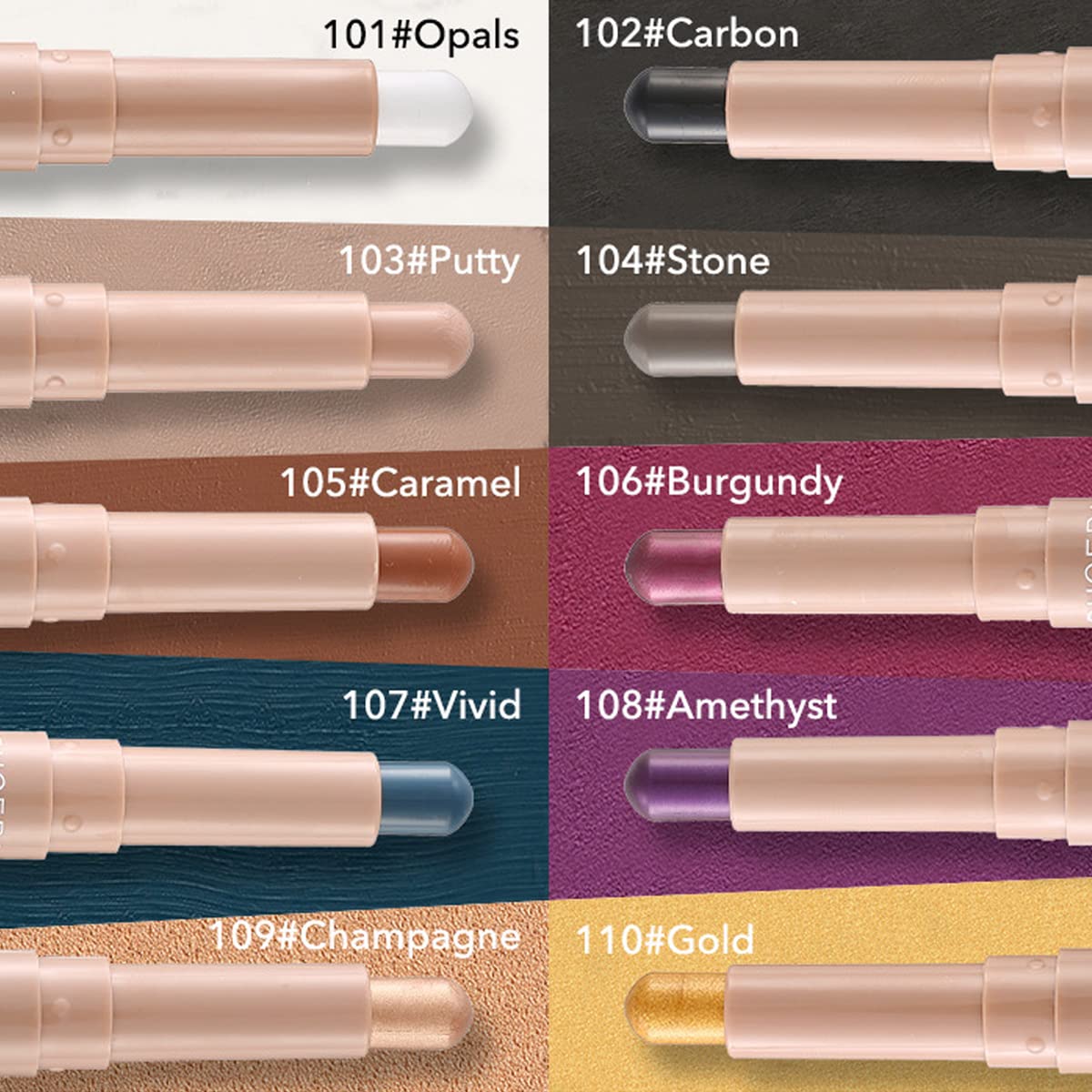 MEICOLY White Eye Shadow Stick,Matte Creamy Pencil Crayon,Highlighter Eyeshadow Stick,Milk Eye Brightener,Soft Smooth Highly Pigmented Stick,Opals