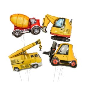 Construction Balloons Truck Excavator Forklift Crane Foil Balloon Car Balloons Vehicles Balloons for Kids Boys Birthday Party Construction Theme Party Decoration Supplies