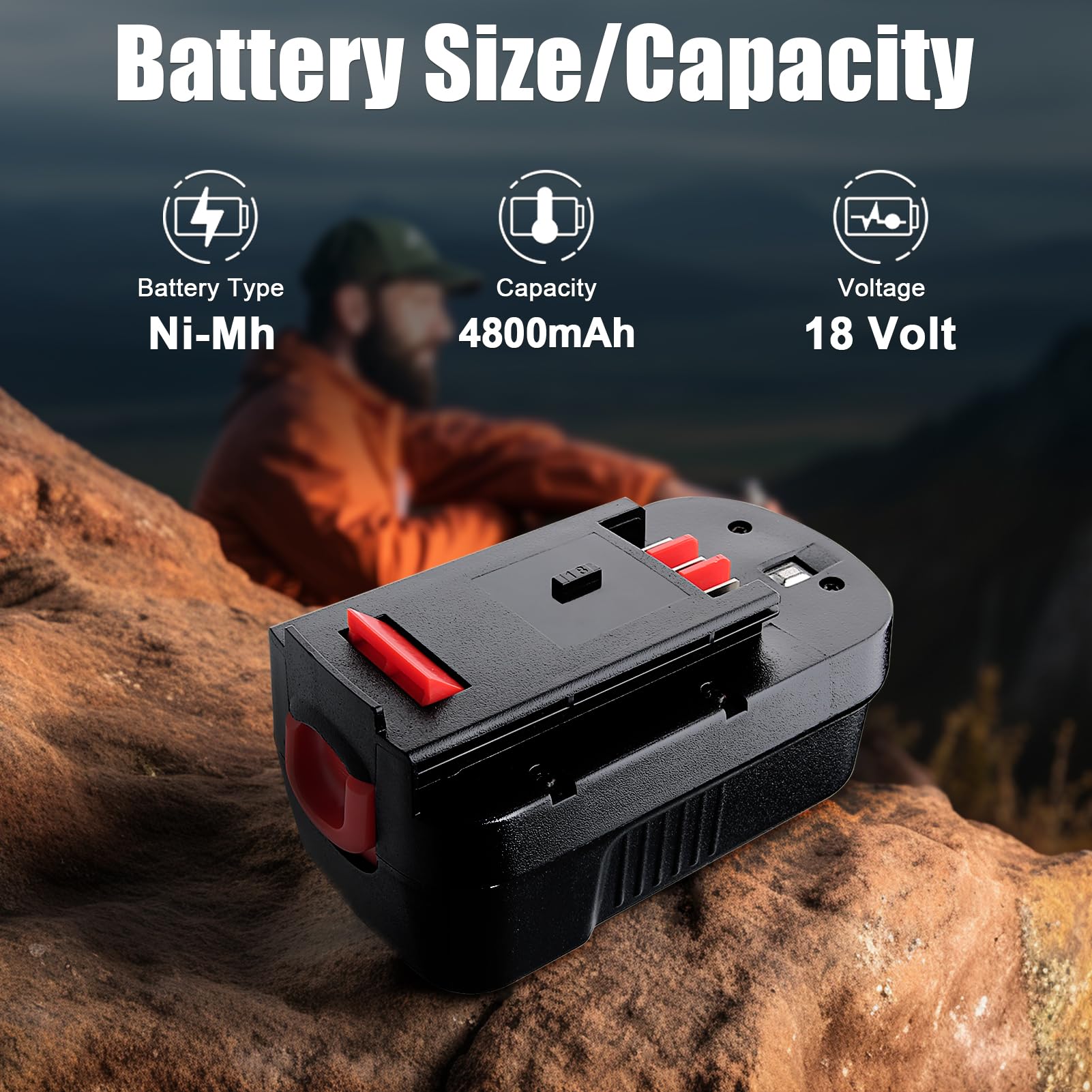 【Upgraded to 4800mAh】 2Pack HPB18 Replacement Battery Compatible with Black and Decker 18V Battery HPB18-OPE FSB18 Tools 244760-00 A1718 FS18FL FSB18 Firestorm Cordless Power Tools