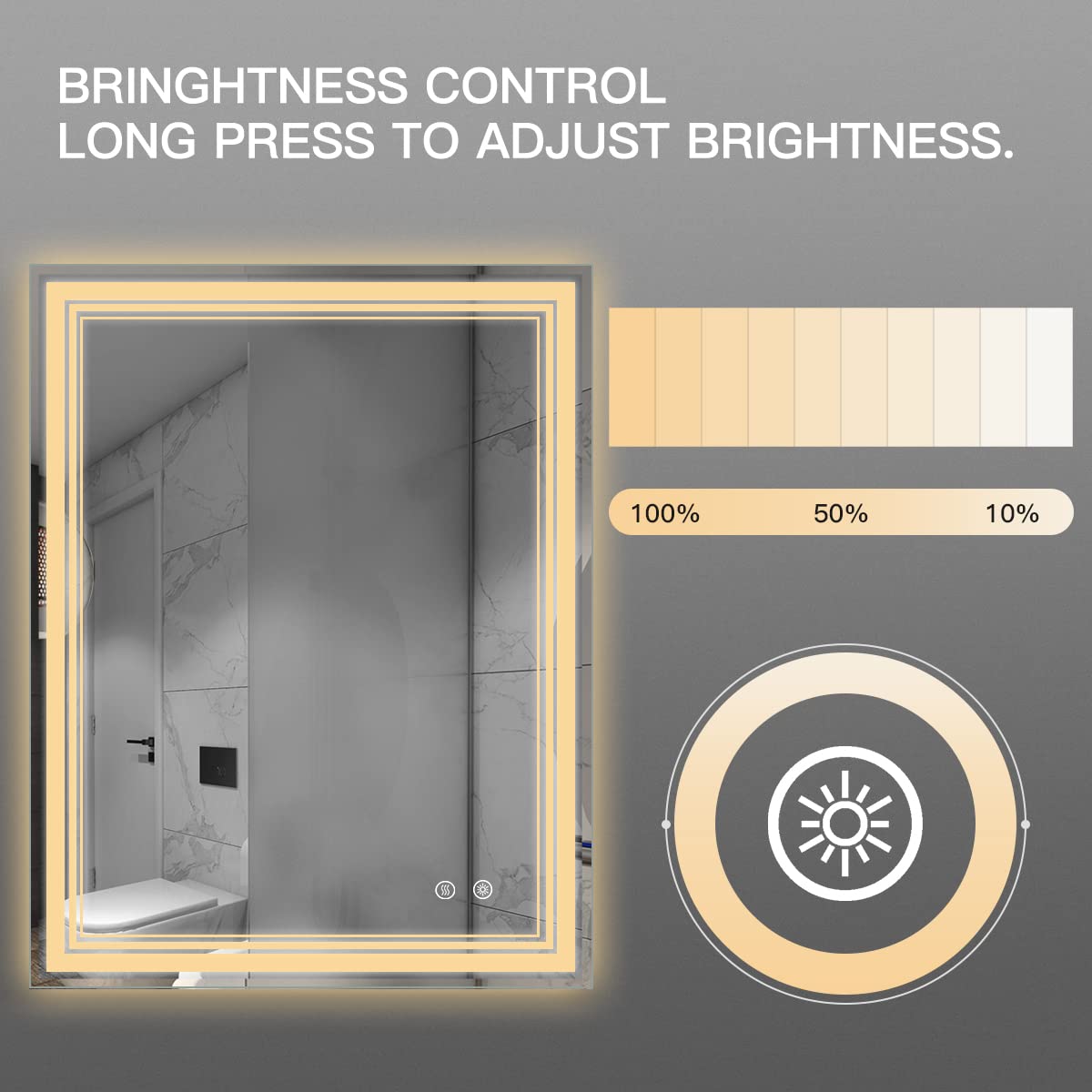 IOWVOE LED Bathroom Mirror 36 x 28 Inch with Front Light, Wall Mounted Lighted Vanity Mirror with Anti-Fog, Warm Lights, Memory Function (Horizontal/Vertical)